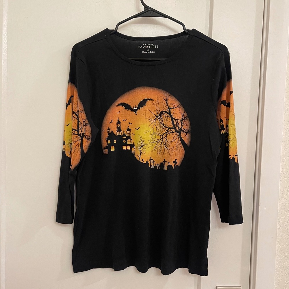 Vintage Halloween 90s Women's Shirt Bedazzled Spooky October